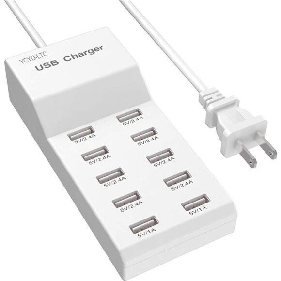 USB Charger 10-Ports USB Charging Station for Multiple Devices USB Wall Charger
